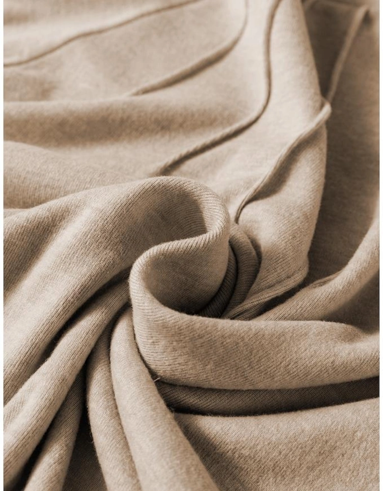 Parchment Seam Detail Lace Contrast Cuffs Raglan Sleeve Top