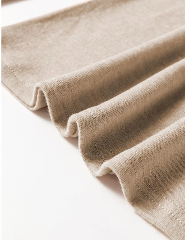 Parchment Seam Detail Lace Contrast Cuffs Raglan Sleeve Top