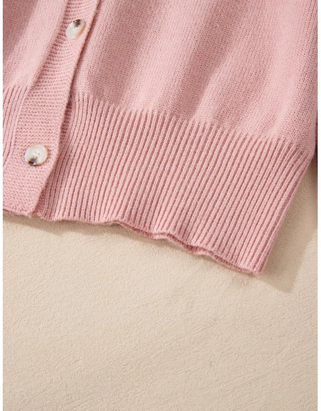 Sepia Rose Textured Knit Pearl Beaded Button Up Cardigan