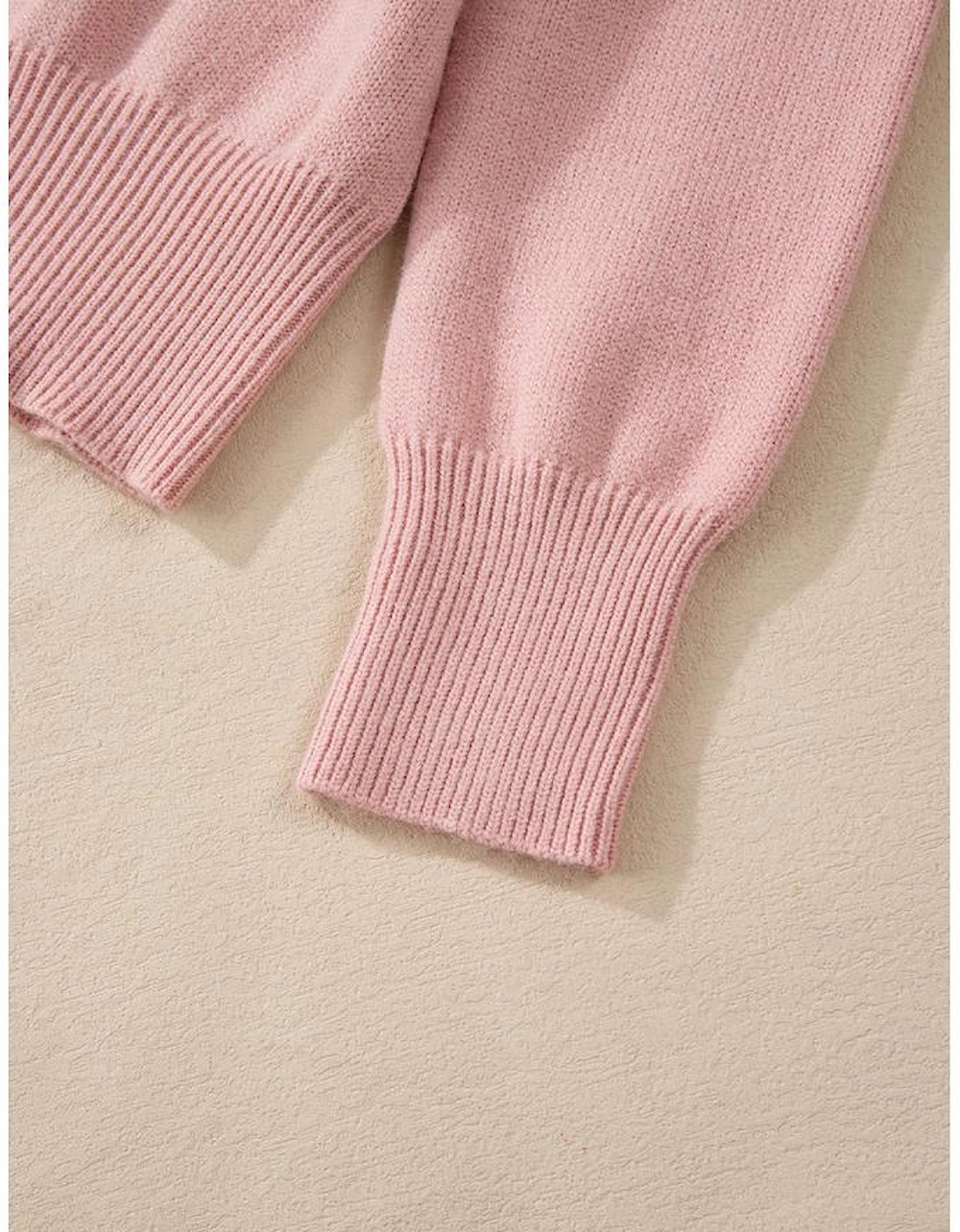 Sepia Rose Textured Knit Pearl Beaded Button Up Cardigan