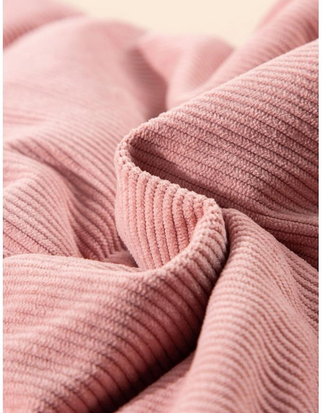 Apricot Pink Corduroy Stand Neck Zipped Puffer Vest