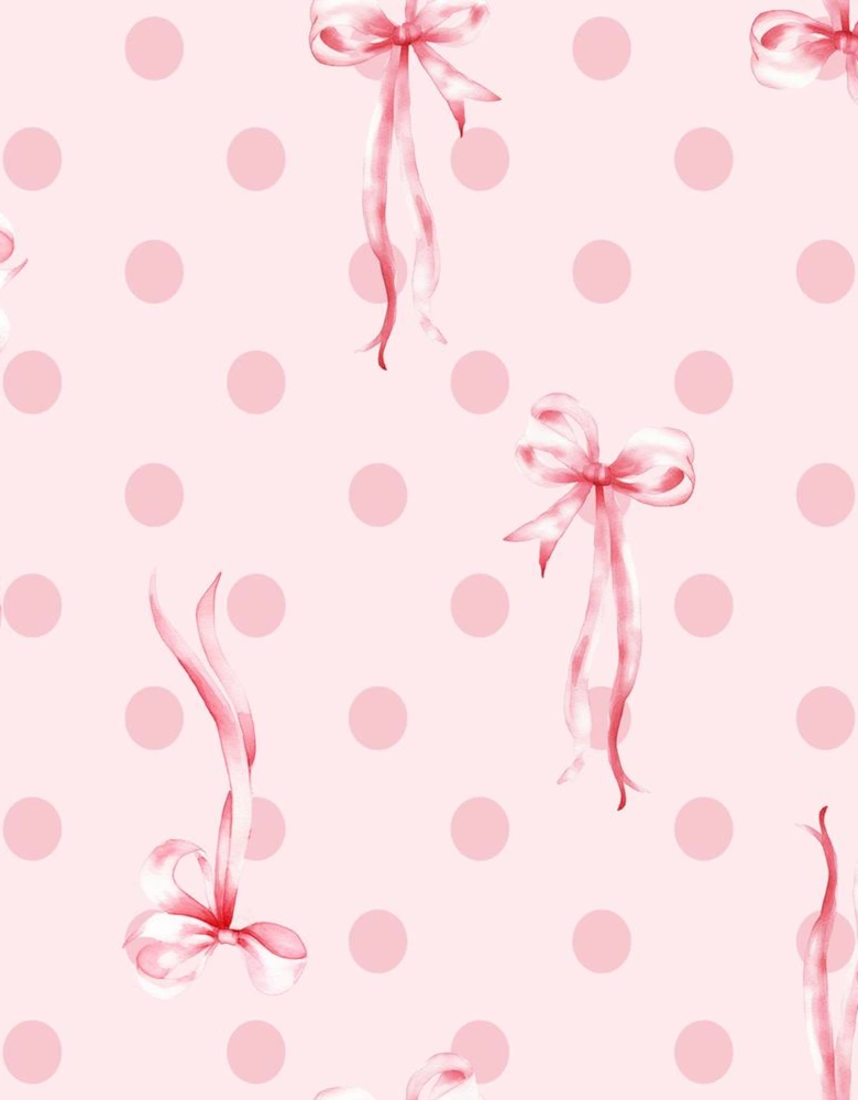 Pink Bow Print Contrast Pipping Short Pajamas Set