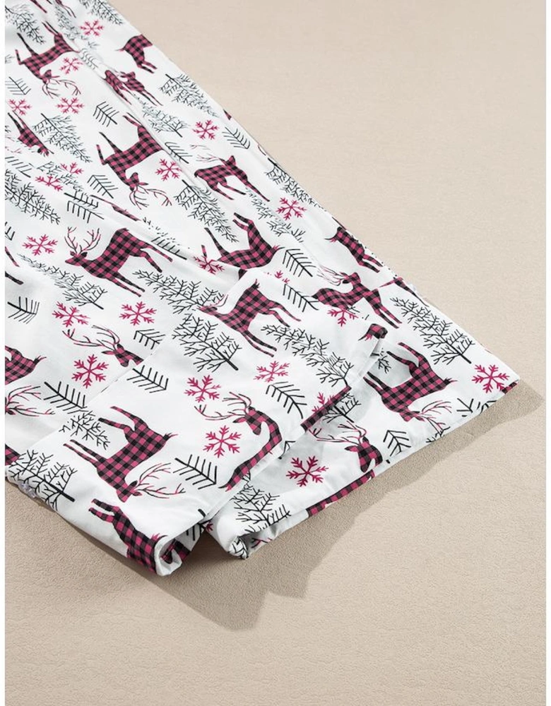 White Christmas Printed Shirt and Pants Pajama Set