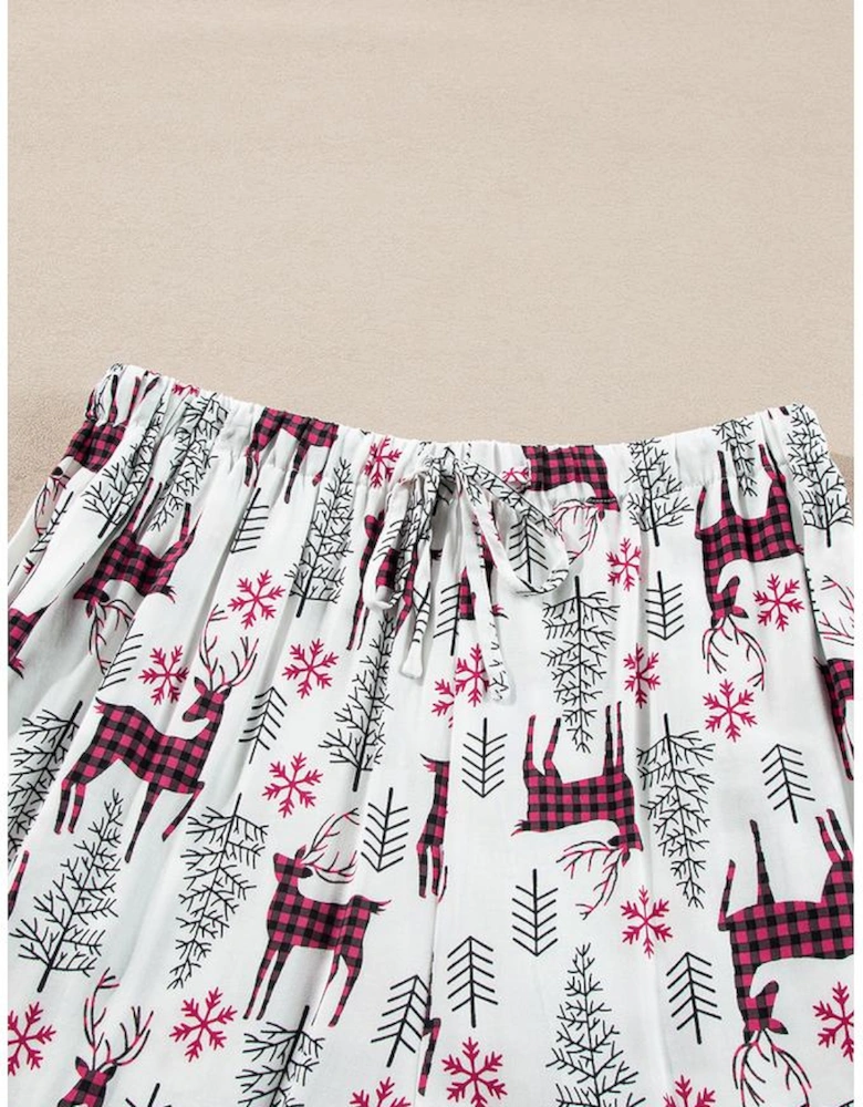 White Christmas Printed Shirt and Pants Pajama Set