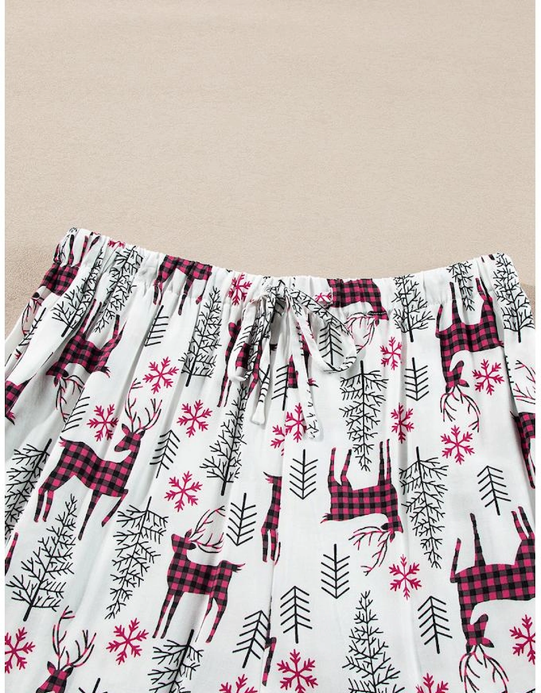 White Christmas Printed Shirt and Pants Pajama Set