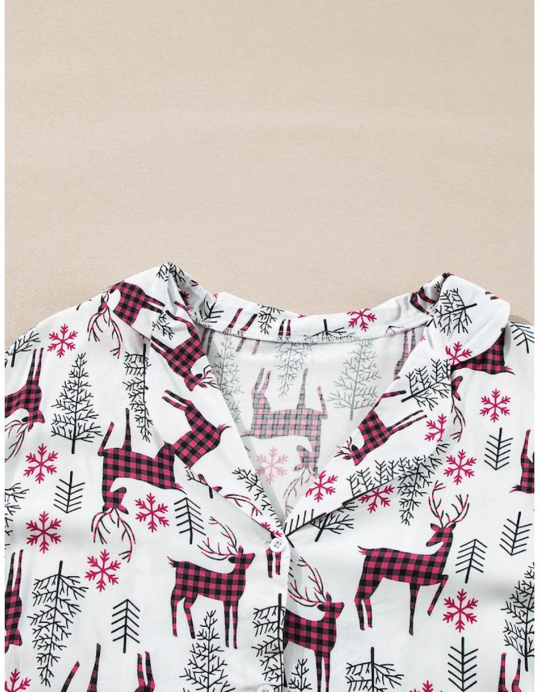 White Christmas Printed Shirt and Pants Pajama Set