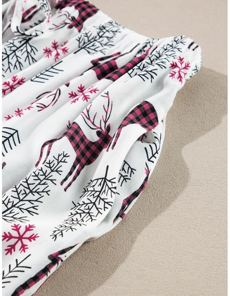 White Christmas Printed Shirt and Pants Pajama Set