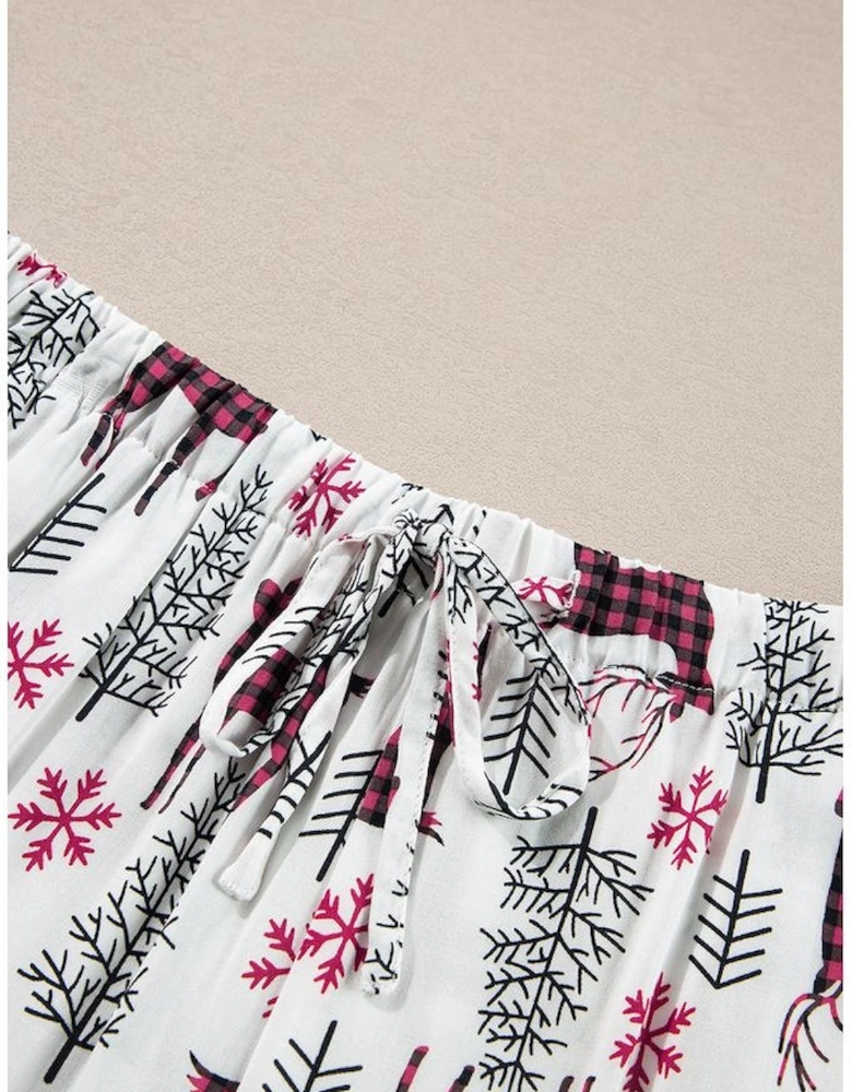 White Christmas Printed Shirt and Pants Pajama Set