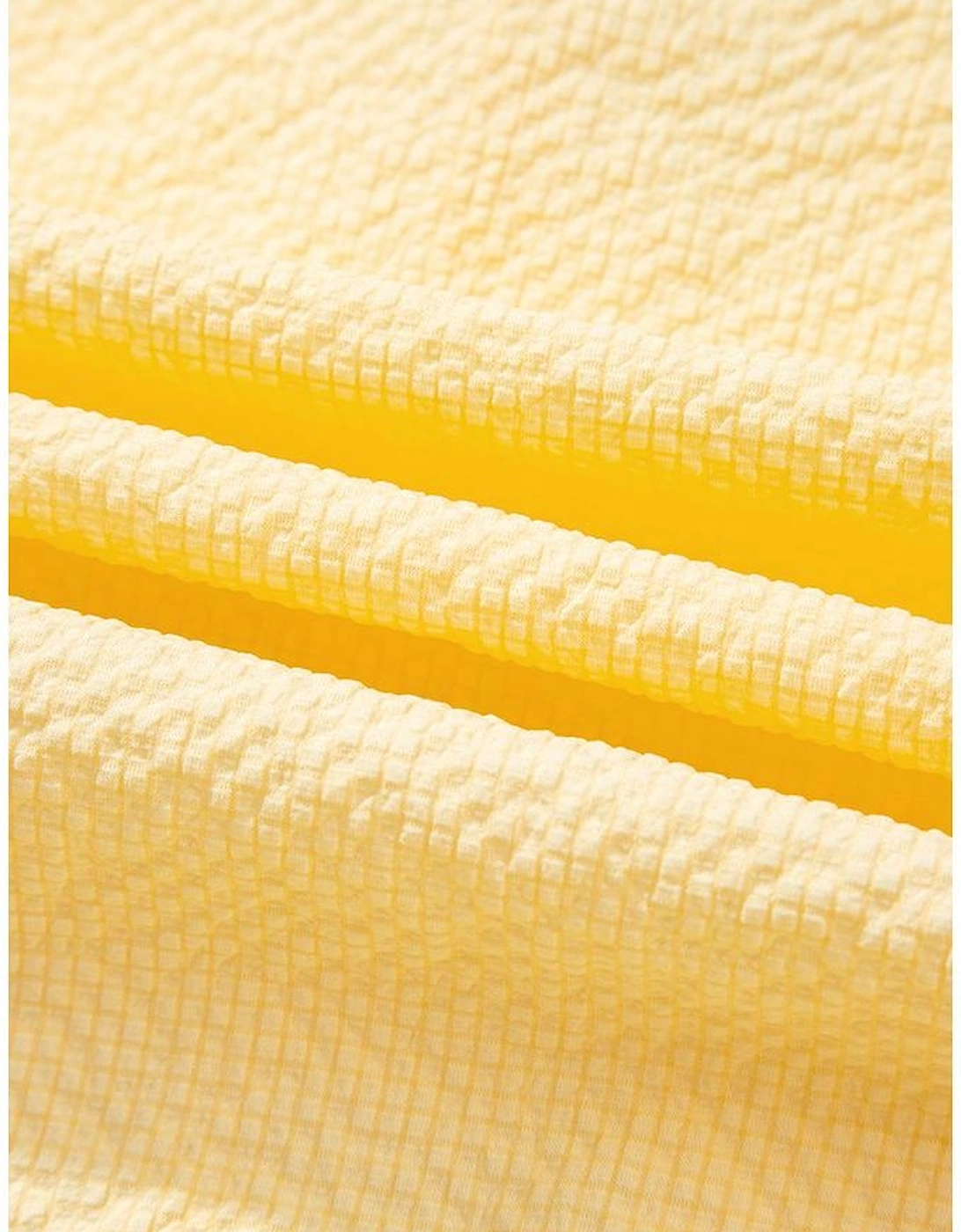 Yellow Cream Bow Tie Notched Neck Pleated Tank Top