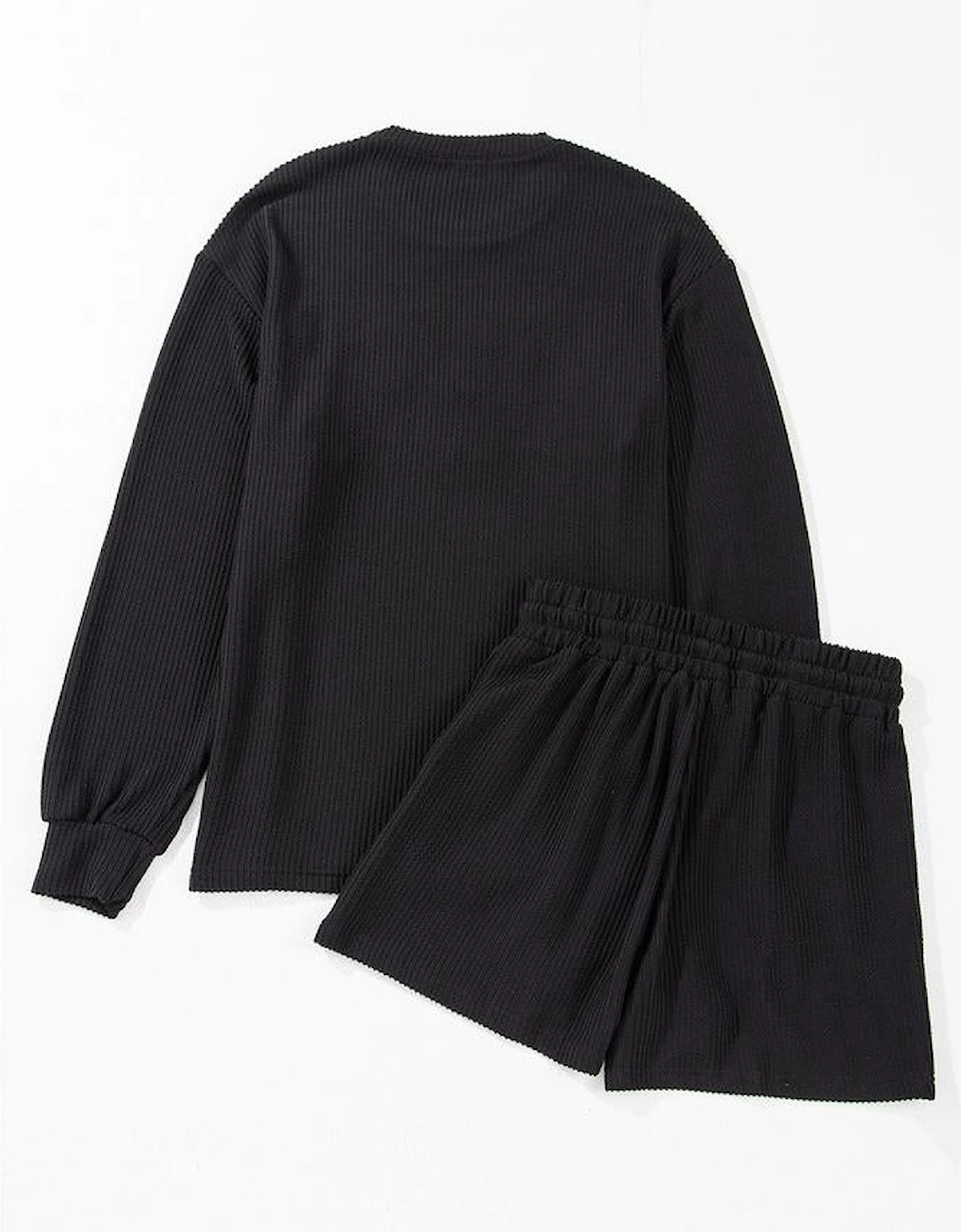 Black Corded MERRY Graphic Long Sleeve Top and Shorts Set, 16 of 15