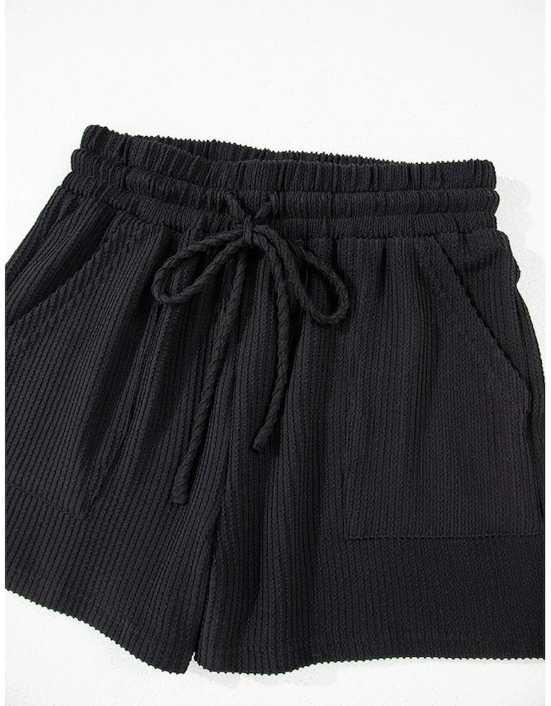 Black Corded MERRY Graphic Long Sleeve Top and Shorts Set