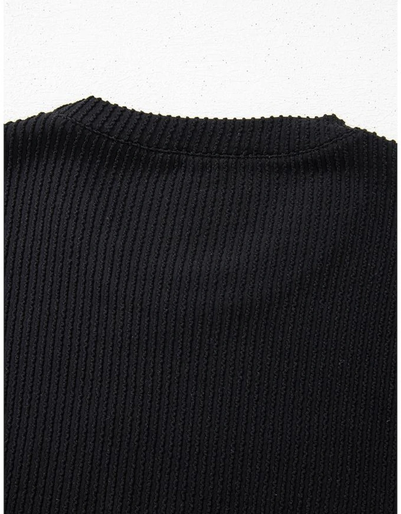 Black Corded MERRY Graphic Long Sleeve Top and Shorts Set