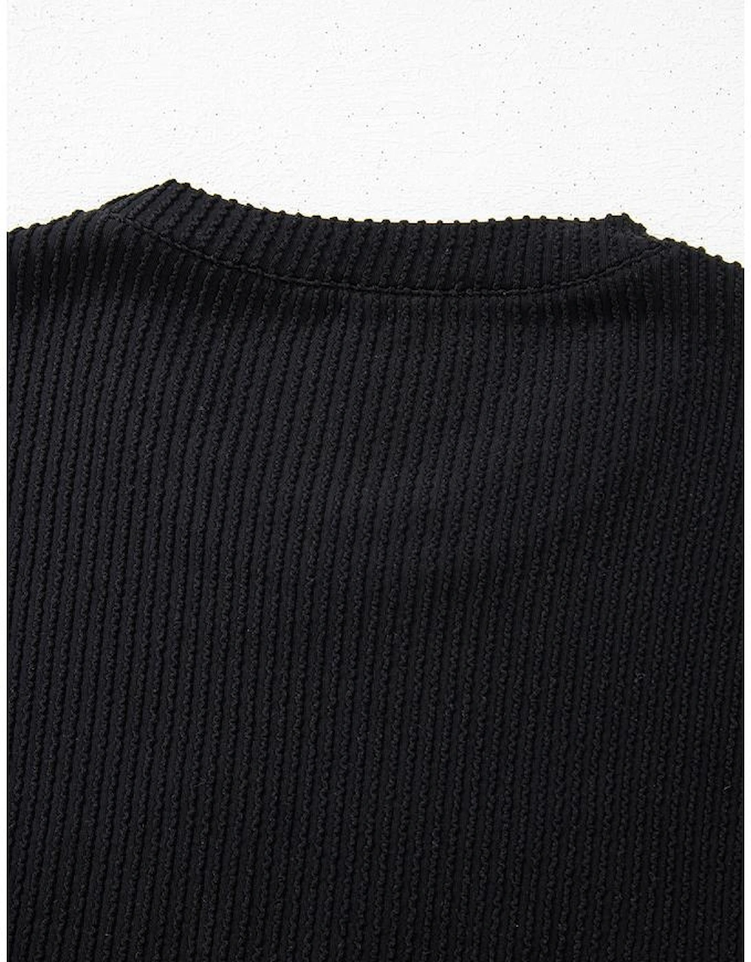 Black Corded MERRY Graphic Long Sleeve Top and Shorts Set