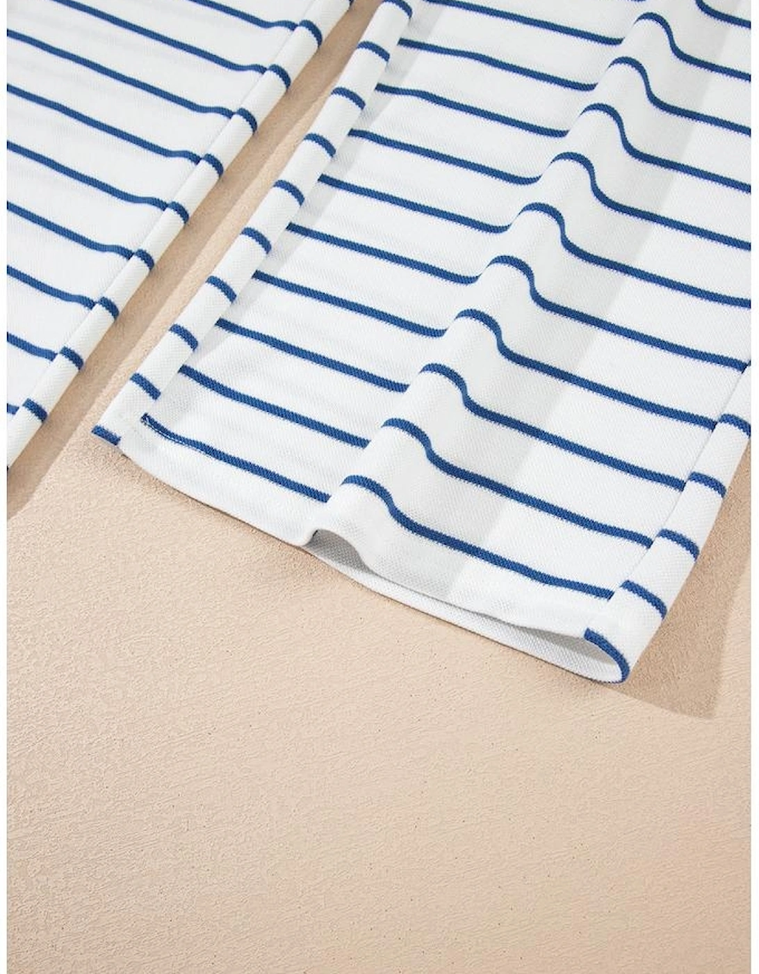 Sail Blue Striped Long Sleeve Top Drawstring Wide Leg Pants 2pcs Outfit