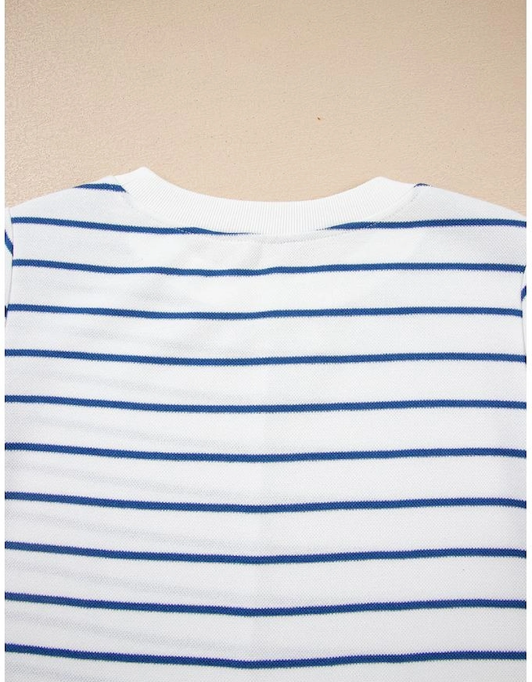 Sail Blue Striped Long Sleeve Top Drawstring Wide Leg Pants 2pcs Outfit