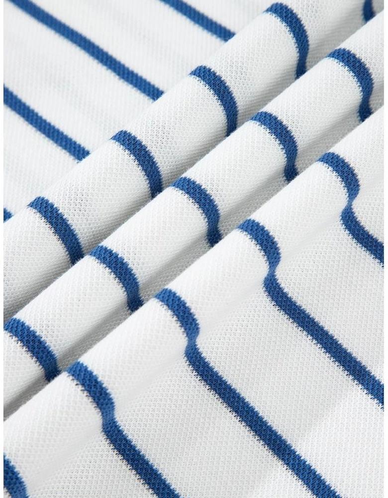 Sail Blue Striped Long Sleeve Top Drawstring Wide Leg Pants 2pcs Outfit