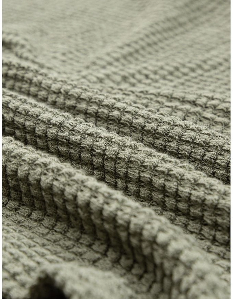 Jungle Green Waffle Texture Curved Hem Side Slit T-shirt Dress