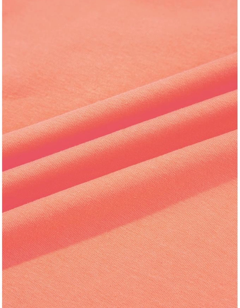 Grapefruit Orange Plaid Waffle Flower Patchwork Bracelet Sleeve Top