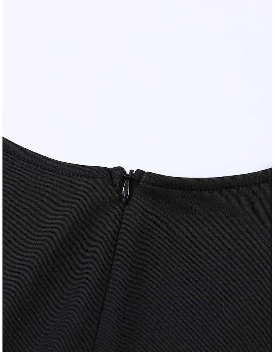 Black Ruffled Sleeve Wrap V Neck Midi Dress