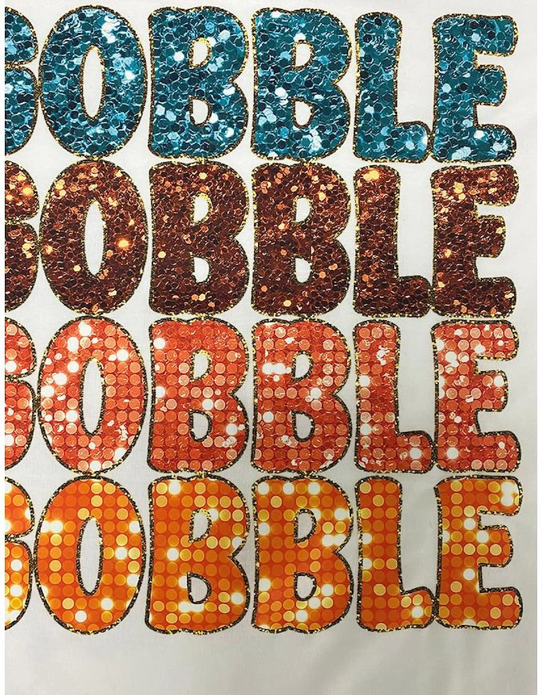 White Heat Transfer GOBBLE Graphic Crewneck Thanksgiving T Shirt