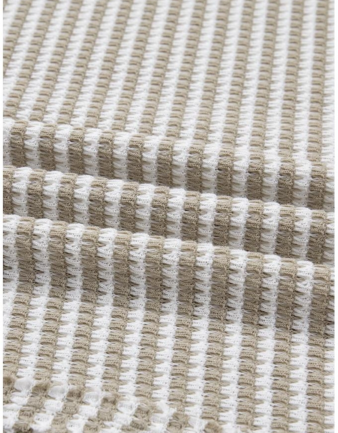 Brown Stripe Plus Size Breathable Knit Ribbed Trim Long Sleeve Top