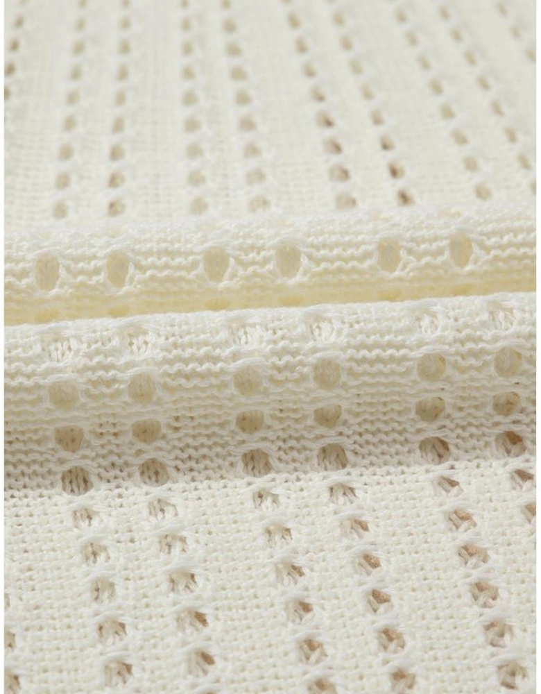 White Eyelet Crochet Sleeveless V Neck Beach Dress