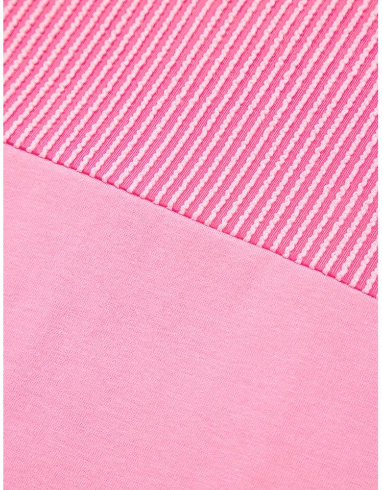 Bonbon Corded Patchwork Pocketed Plus Size T Shirt