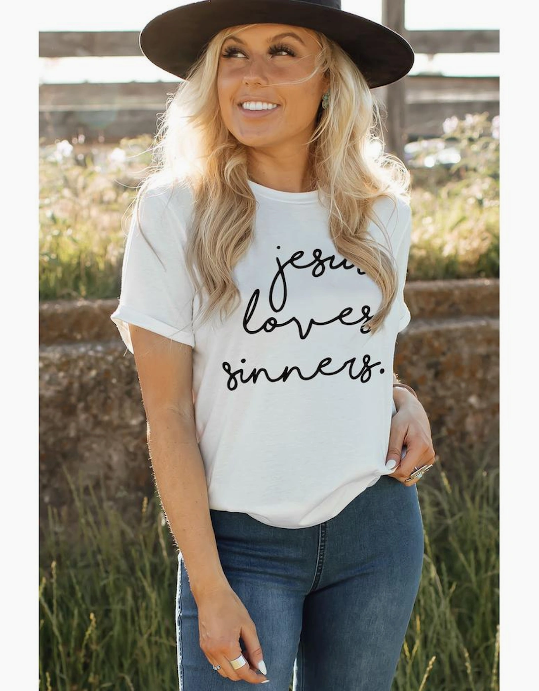 White Jesus Loves Sinners Funny Belief T Shirt, 9 of 8