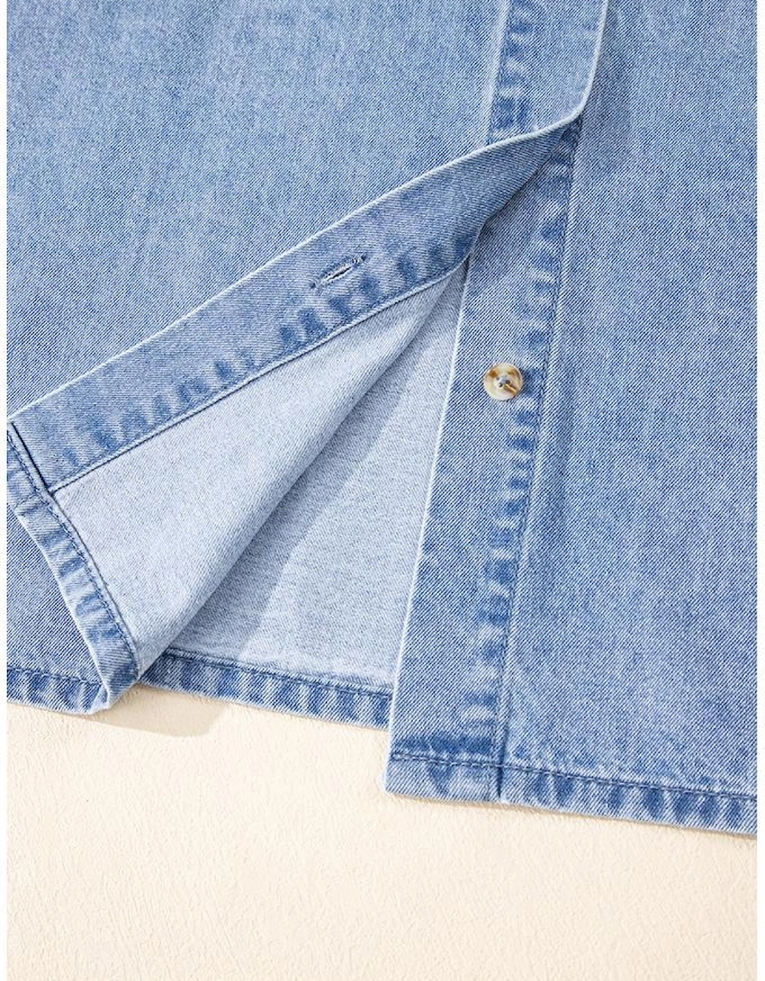 Dusk Blue Short Sleeve Pocketed Button up Denim Tunic Dress