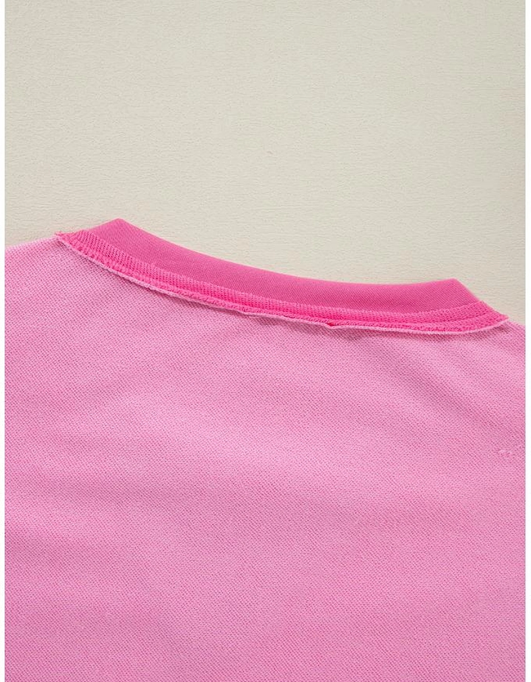 Bonbon Contrast Patchwork Pullover and Drawstring Joggers Set