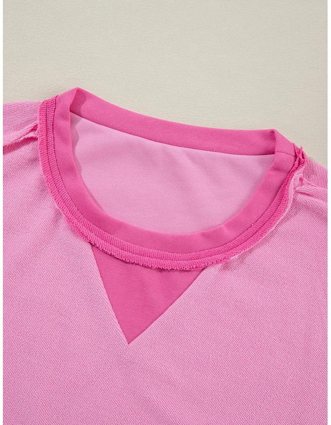 Bonbon Contrast Patchwork Pullover and Drawstring Joggers Set