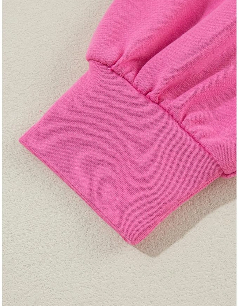 Bonbon Contrast Patchwork Pullover and Drawstring Joggers Set