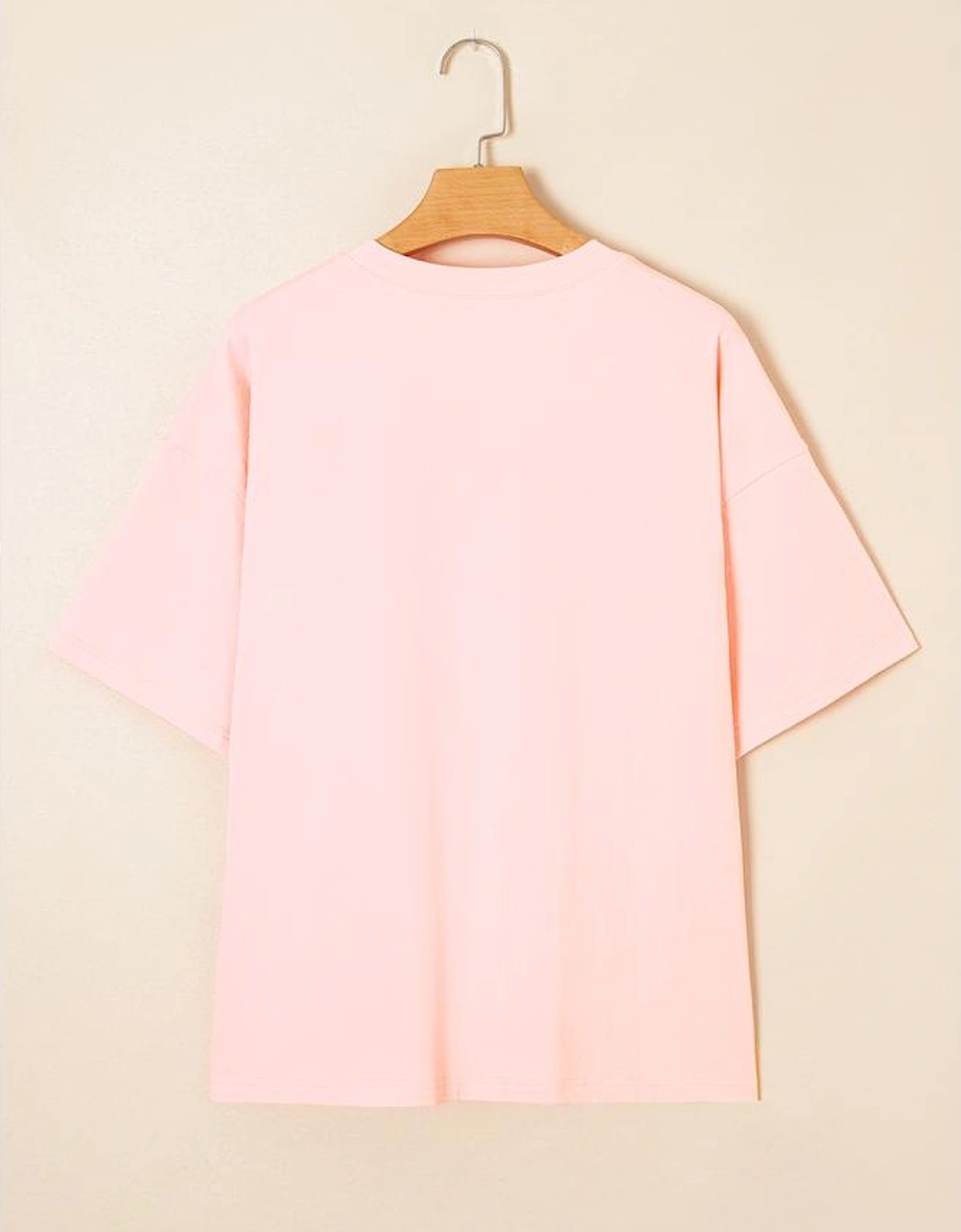 Light Pink Eyelet Lace Star Applique Plus Size T Shirt