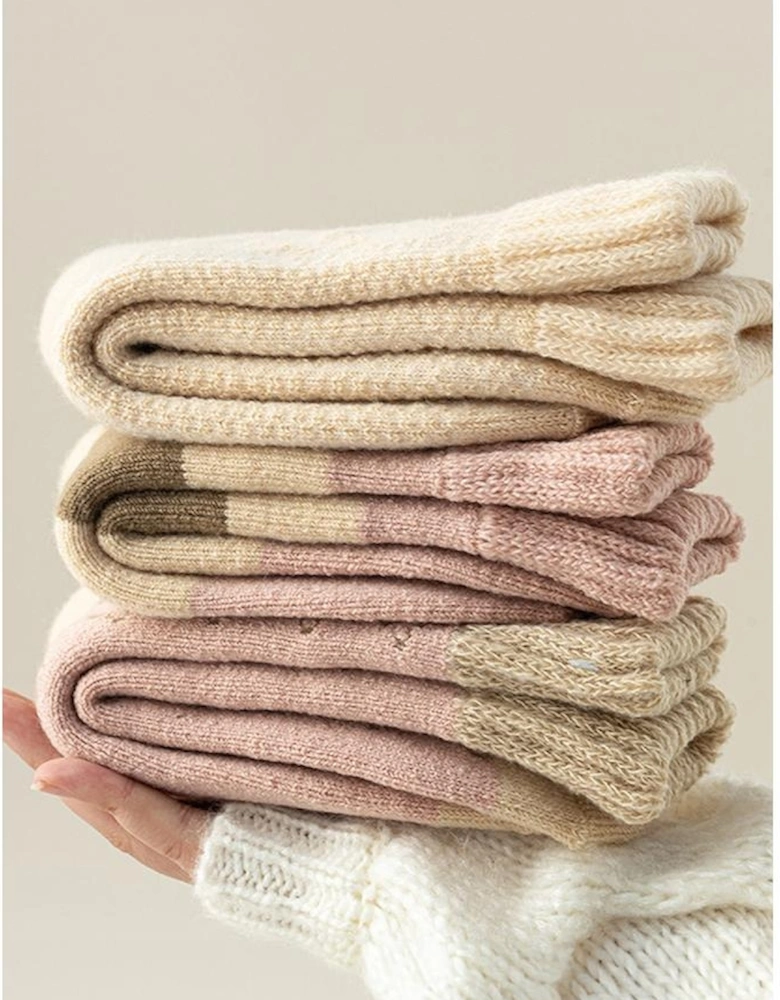 Sage Green Checkered Bowknot Printed Thermal Mid Calf Socks