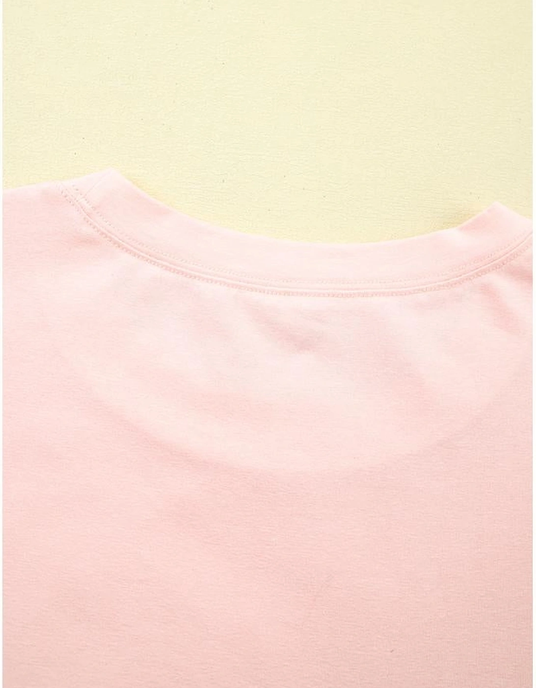 Light Pink Eyelet Lace Star Applique Plus Size T Shirt