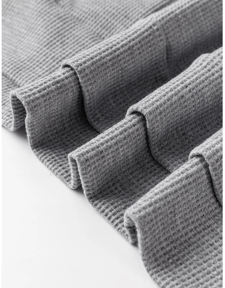 Gray Waffle Knit Fleece Lined High Low Oversized Hoodie