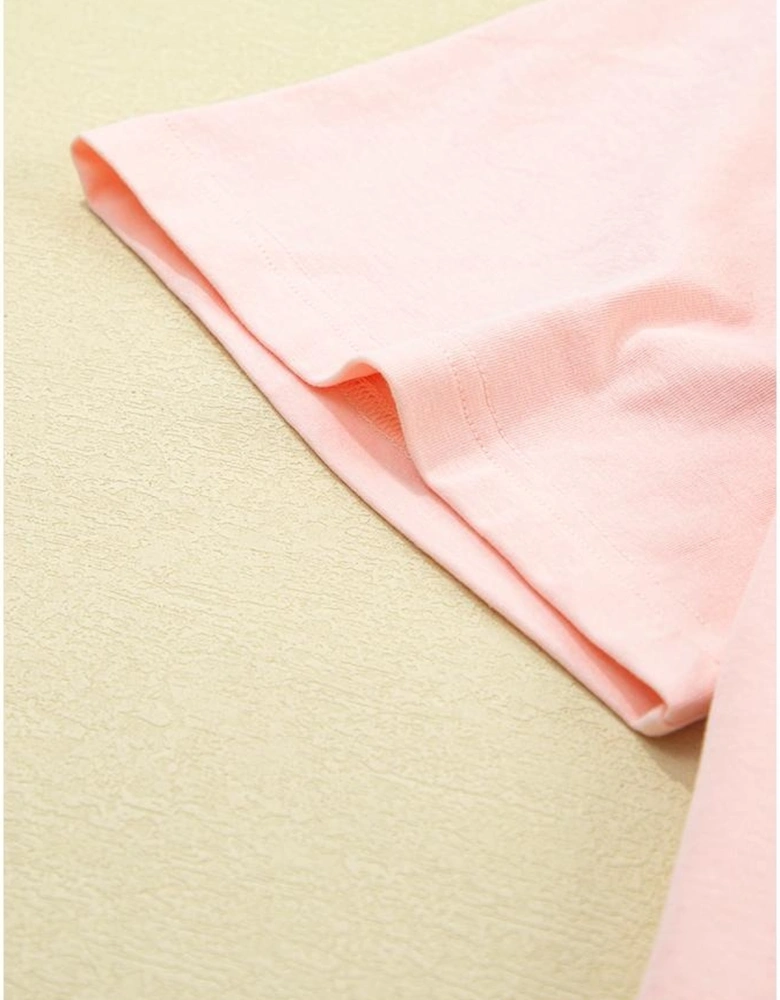 Light Pink Eyelet Lace Star Applique Plus Size T Shirt