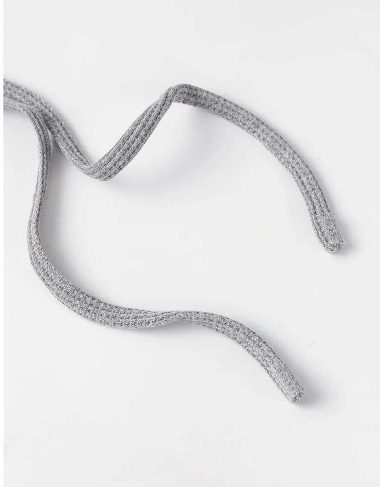 Gray Waffle Knit Fleece Lined High Low Oversized Hoodie