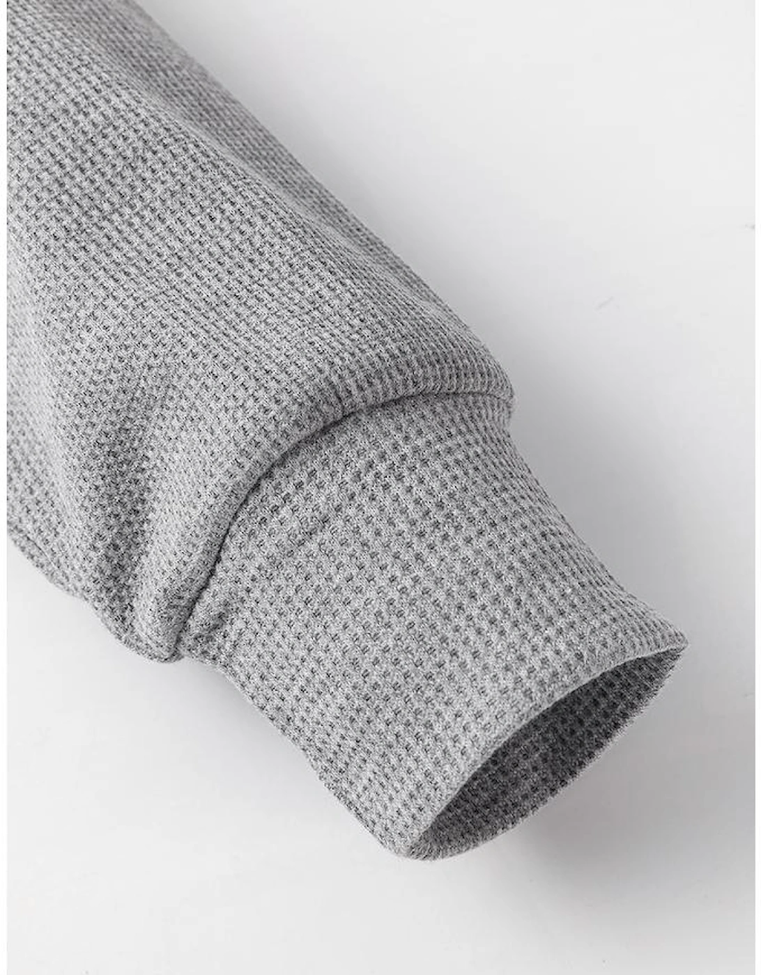 Gray Waffle Knit Fleece Lined High Low Oversized Hoodie