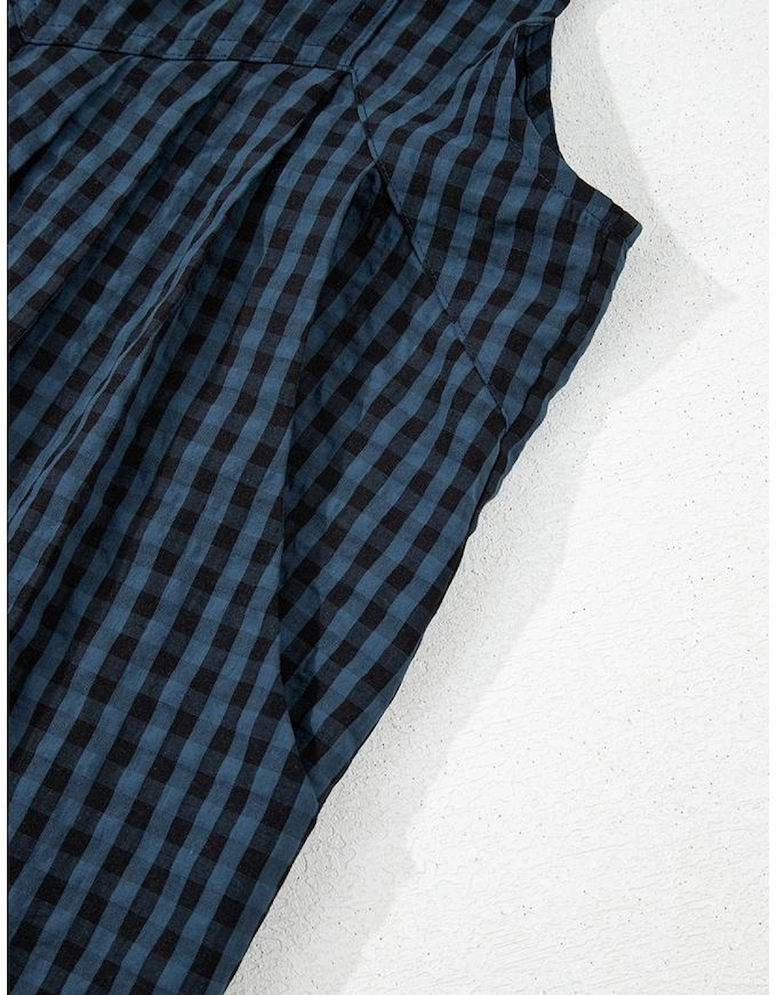 Sail Blue Plaid Print Buttoned Pocketed High Waist Overall