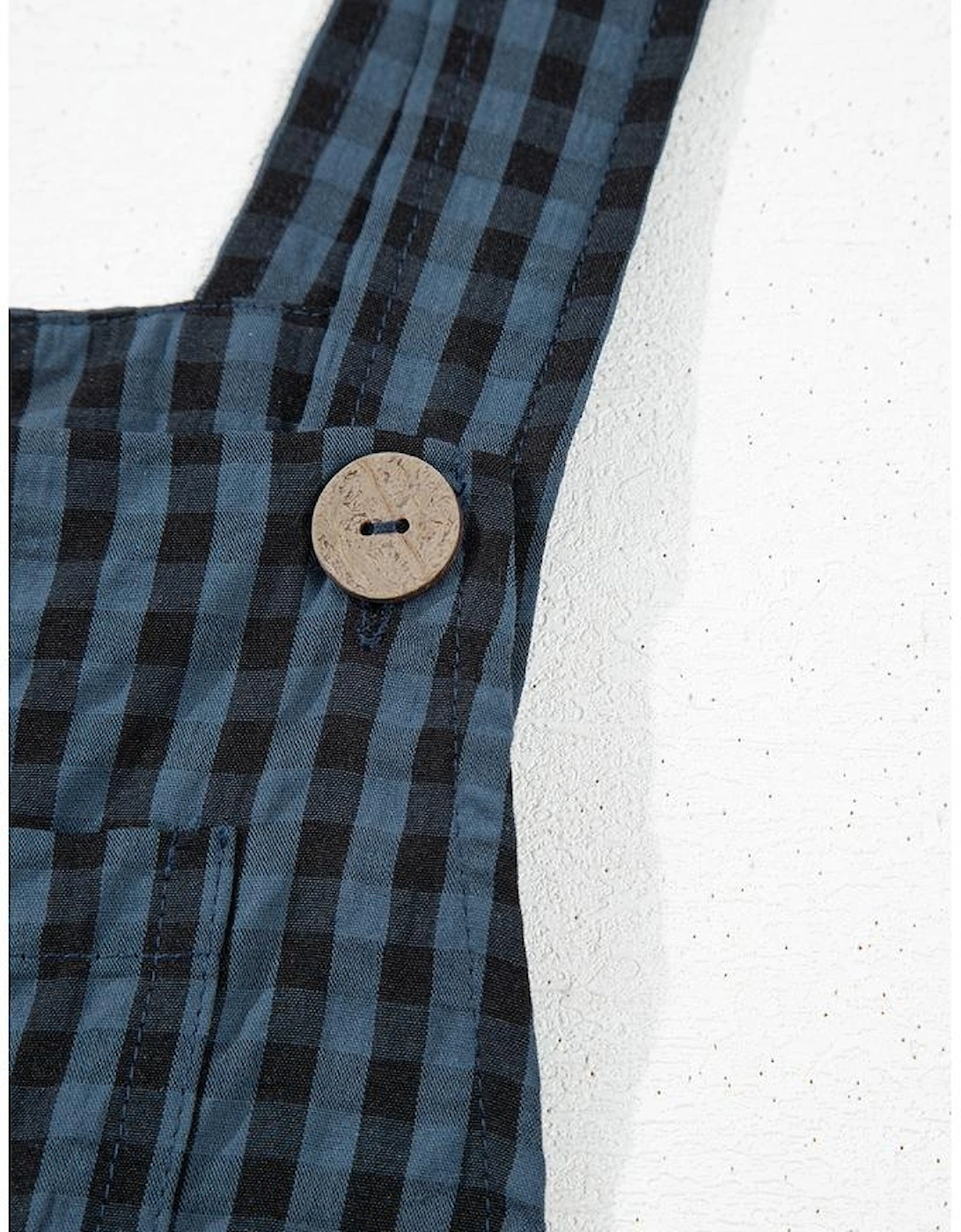 Sail Blue Plaid Print Buttoned Pocketed High Waist Overall