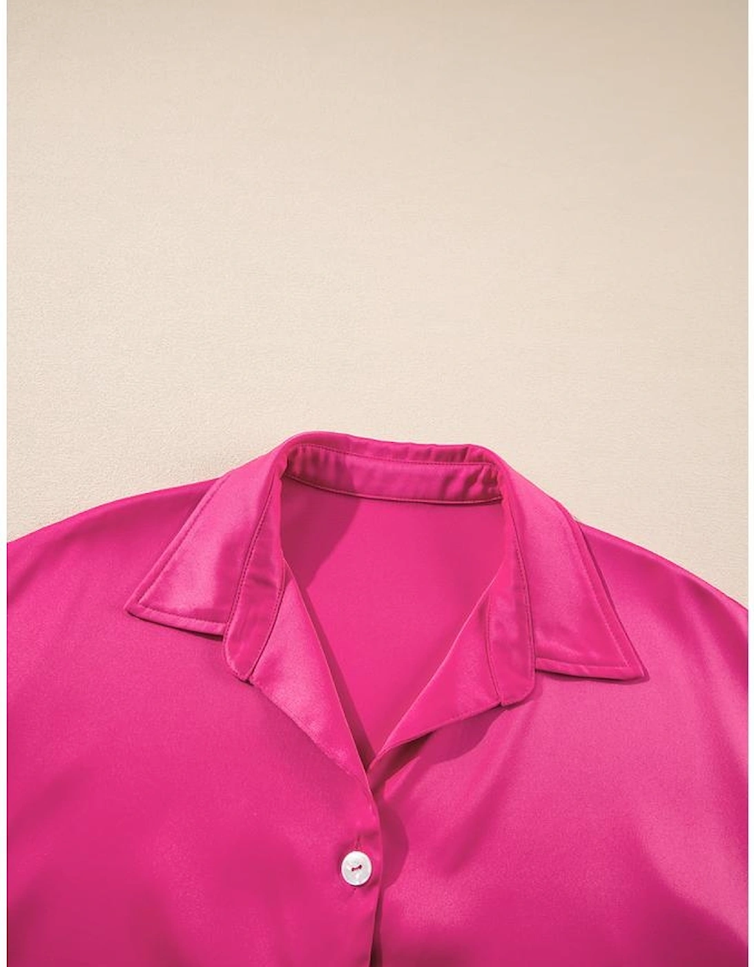 Rose Red Buttoned Collar Shift T-shirt Mini Dress