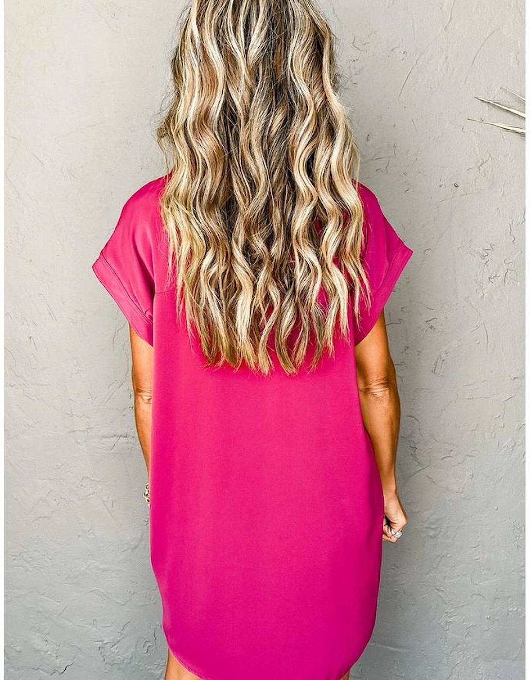 Rose Red Buttoned Collar Shift T-shirt Mini Dress, 13 of 12