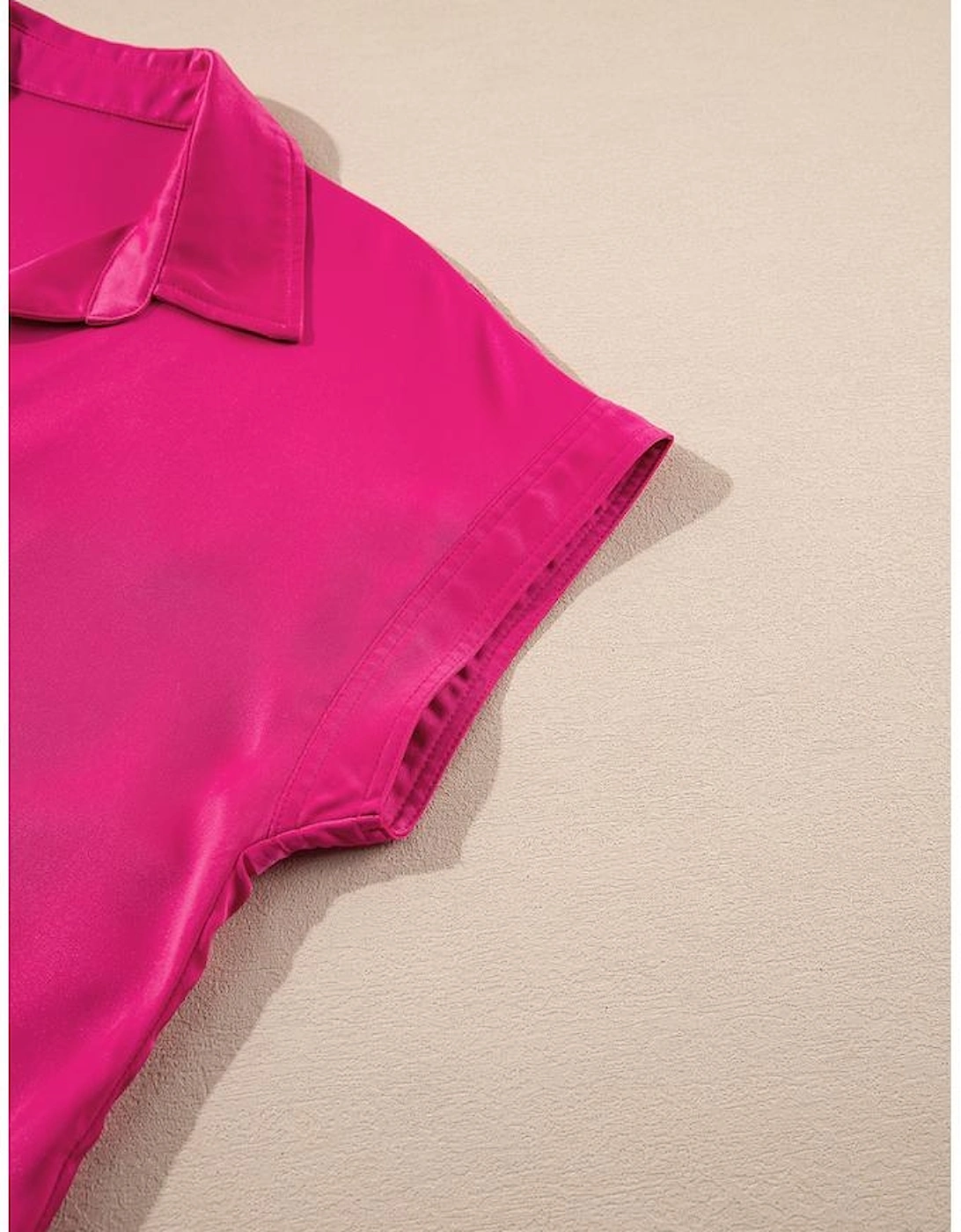 Rose Red Buttoned Collar Shift T-shirt Mini Dress