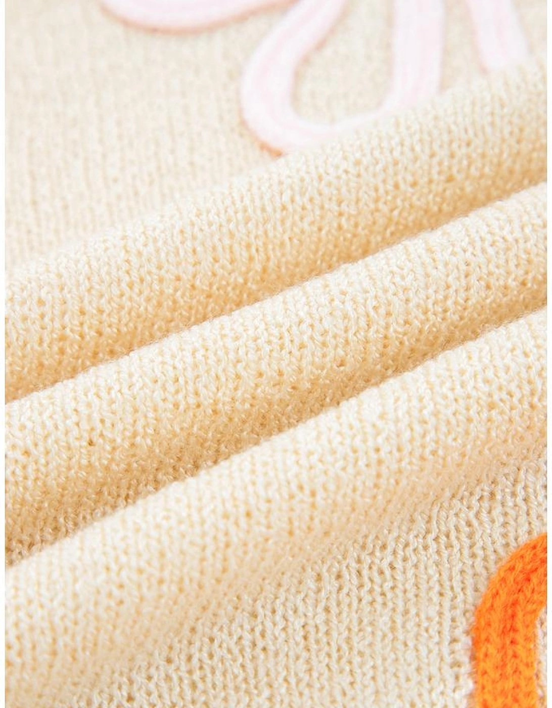 Jet Stream Contrast Flower Detail Colorblock Cuffed Loose Sweater