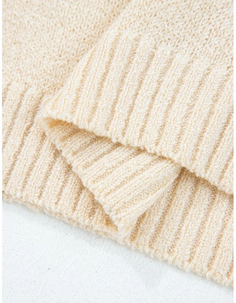 Jet Stream Contrast Flower Detail Colorblock Cuffed Loose Sweater