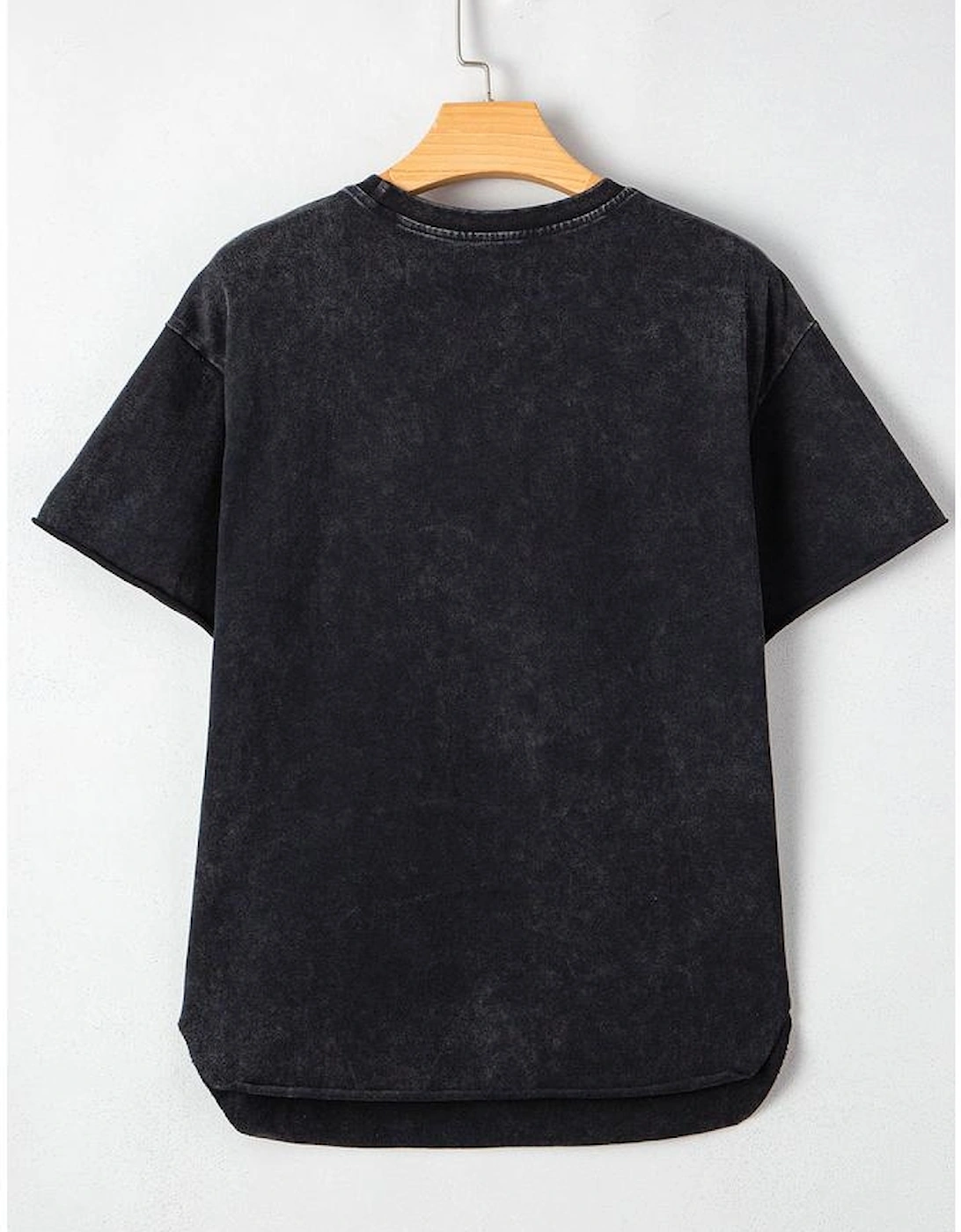 Black Western HOWDY Steer Head Print Side Slits Loose Fit T Shirt