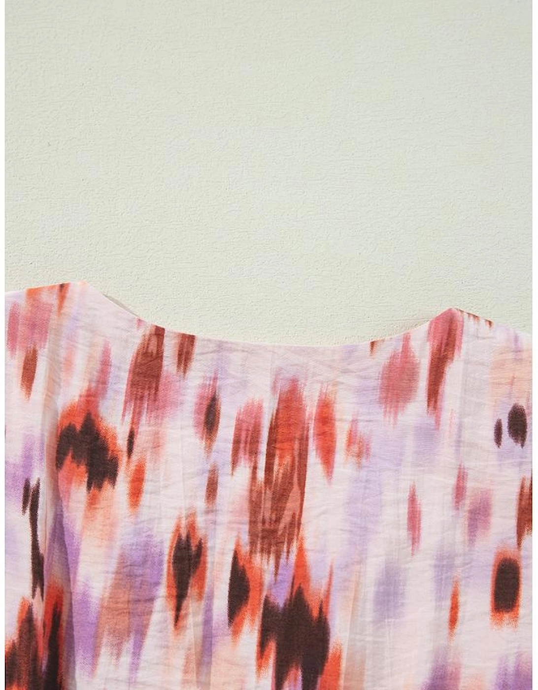 Pink Abstract Printed Flutter Sleeve Daring Cutout Long Dress