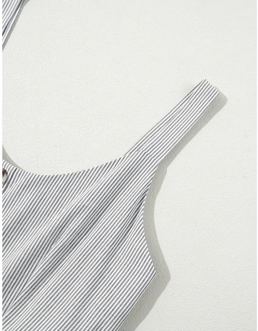 Black Stripe Half Buttoned Sleeveless Wide Leg Jumpsuit