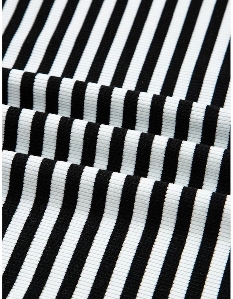 Black Stripe Double-layer Cold Shoulder Long Sleeve Top